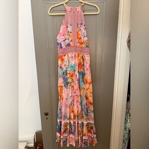 Bhanuni By Jyoti for Anthropologie “Yuko” Floral Halter Maxi Dress Size 4